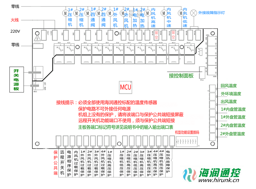 风冷管道式空调机，风冷柜机，屋顶式空调控制器电路图