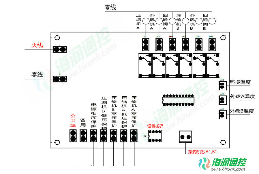 多外机风冷管道式空调外机板接线图